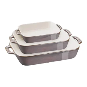 Consegna Rapida Set 3 pirofile rettangolari, grigio antico