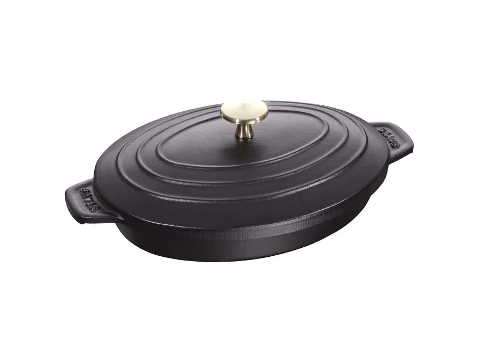Offerta Limitata Pirofila ovale con coperchio nero, 23x17 cm