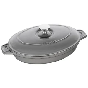 Saldi Pirofila con coperchio ovale - 23 cm x 17 cm, grigio grafite