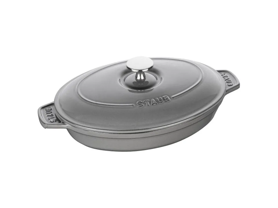 Saldi Pirofila con coperchio ovale - 23 cm x 17 cm, grigio grafite