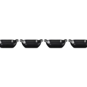 Gourmet, set 4 teglie rettangolari in ghisa smaltata 15 cm - nero Subito Disponibile