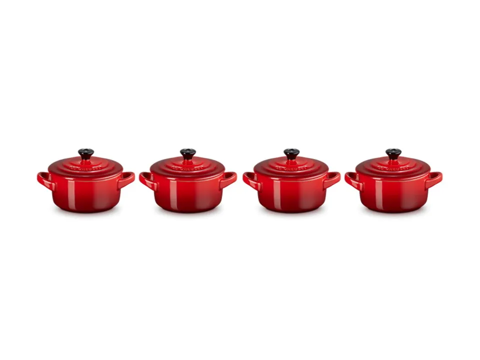 Set 4 mini cocotte in gres vetrificato 10 cm - ciliegia Vendita Finale