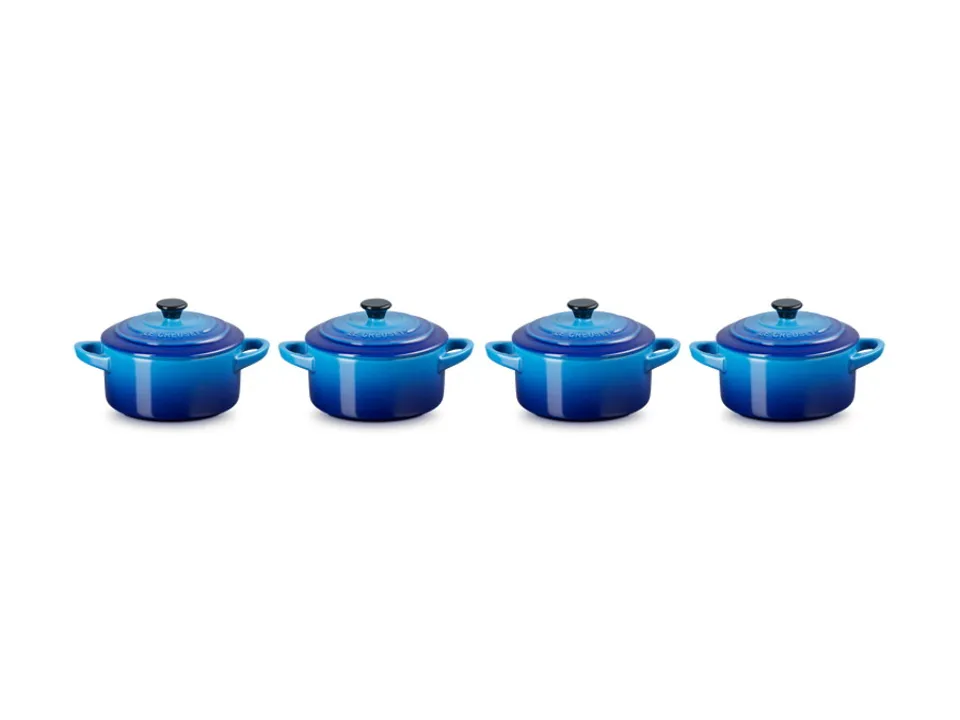 Set 4 mini cocotte in gres vetrificato 10 cm - azure blu Prezzo Basso