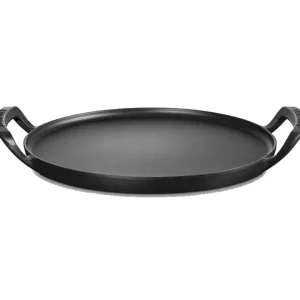 Popolare Bbq outdoor, teglia per pizza 35 cm in ghisa vetrificata - nero