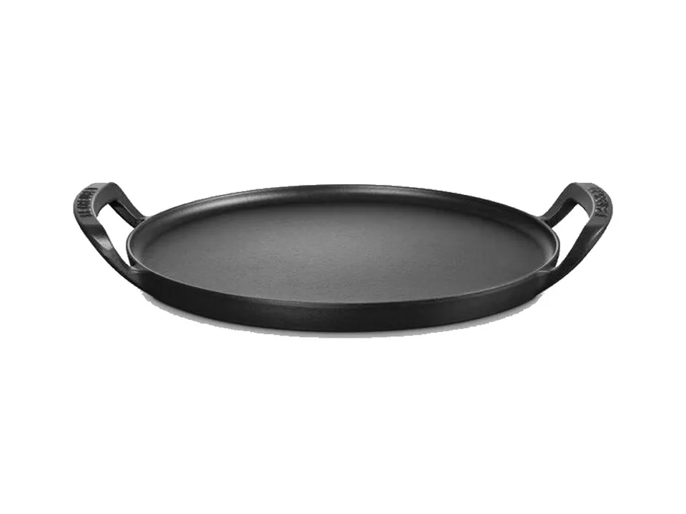 Popolare Bbq outdoor, teglia per pizza 35 cm in ghisa vetrificata - nero