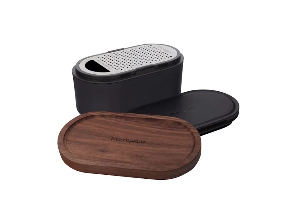 Ultime Pezzi Microplane, grattugia manuale con contenitore antracite/noce