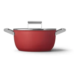 Casseruola 2 manici con coperchio, 50‘s style, ø 24 cm, rosso Offerta Speciale