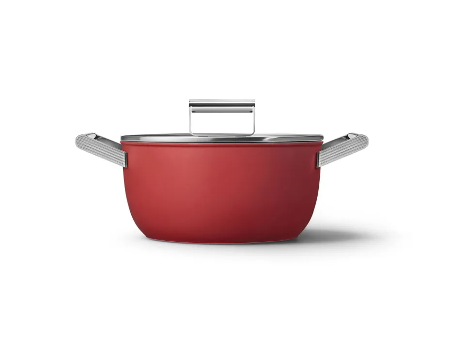 Casseruola 2 manici con coperchio, 50‘s style, ø 24 cm, rosso Offerta Speciale