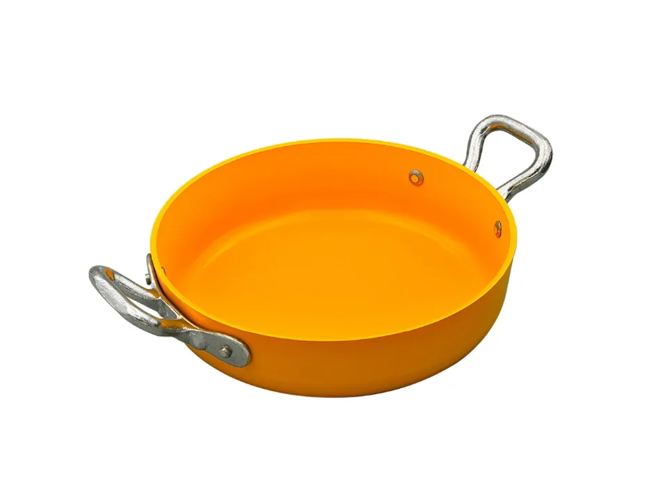 Occasione Imperdibile Tegame 2 manici, antiaderente interno/esterno, alluminio 3 mm, ø 14 cm - giallo