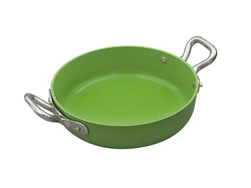 Tegame 2 manici, antiaderente interno/esterno, alluminio 3 mm, ø 16 cm - verde Prezzo Di Fabbrica