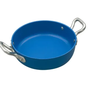 Tegame 2 manici, antiaderente interno/esterno, alluminio 3 mm, ø 14 cm - blu Vendita Finale