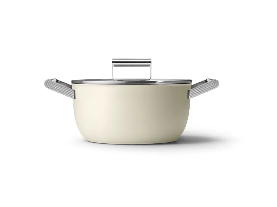 Must-Have Casseruola 2 manici con coperchio, 50‘s style, ø 24 cm, crema