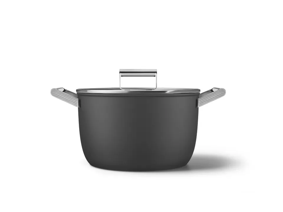 Casseruola antiaderente 2 manici con coperchio ø 26 cm, nero Prezzo Conveniente