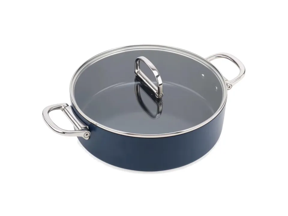 Space, casseruola bassa antiaderente, ø 28 cm, 2 manici pieghevoli, con coperchio, blu Must-Have