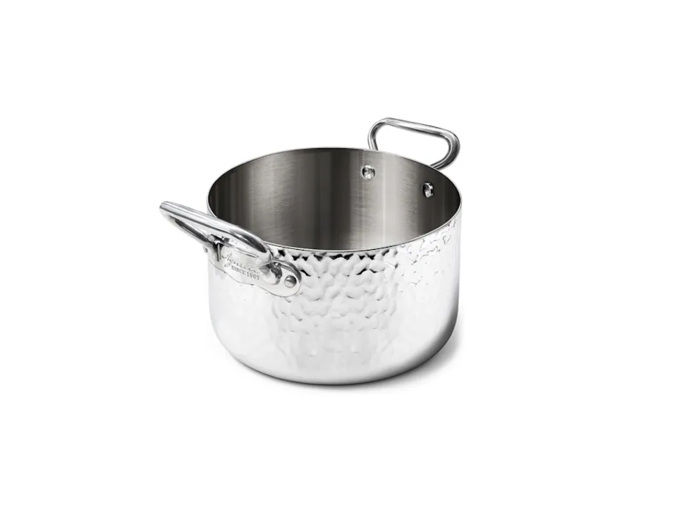 Prezzo Di Fabbrica Casseruola alta in aluinox 3ply martellato con 2 maniglie in acciaio inox, ø 16 cm