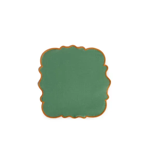 Bitossi Home Smerlo Set 2 tovaglioli Verde bordo arancio Promo Stagionale