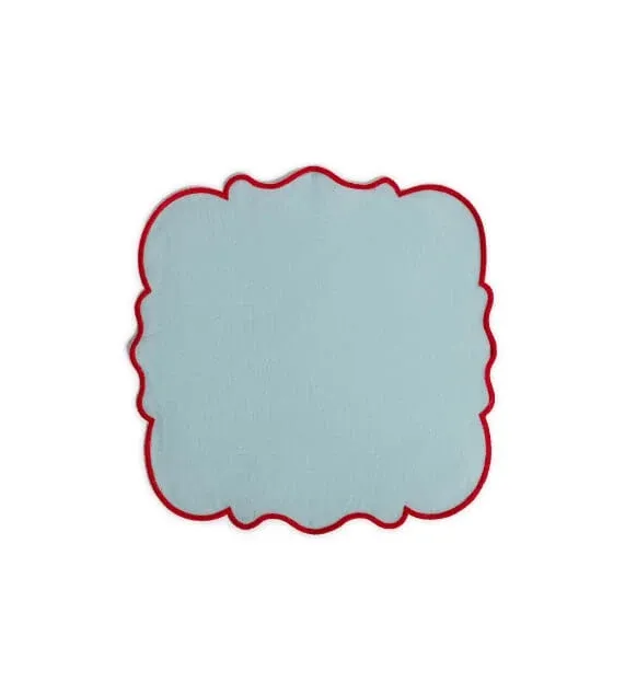Bitossi Home Smerlo Set 2 tovaglioli Azzurro bordo Rosso Offerta