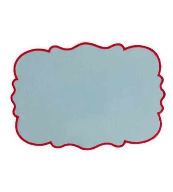 Affare Bitossi Home Smerlo Set 2 tovagliette bordo smerlato Azzurro Bordo Rosso