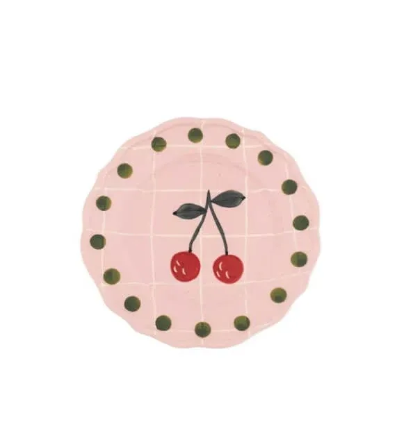 Bitossi Home Quadri Bordo Pois Set 2 pz Piatto frutta Rosa Promo Stagionale