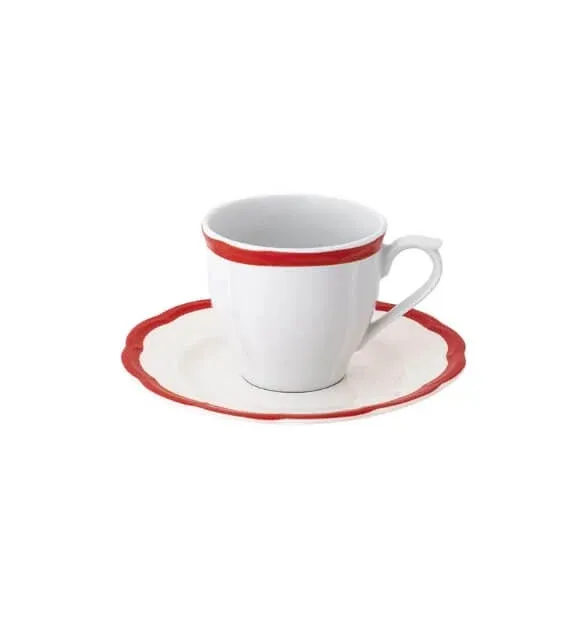 Bitossi Home Petalo Set 6 pz Tazzina caffè con piattino Bordo Rosso Ultimissimo Modello