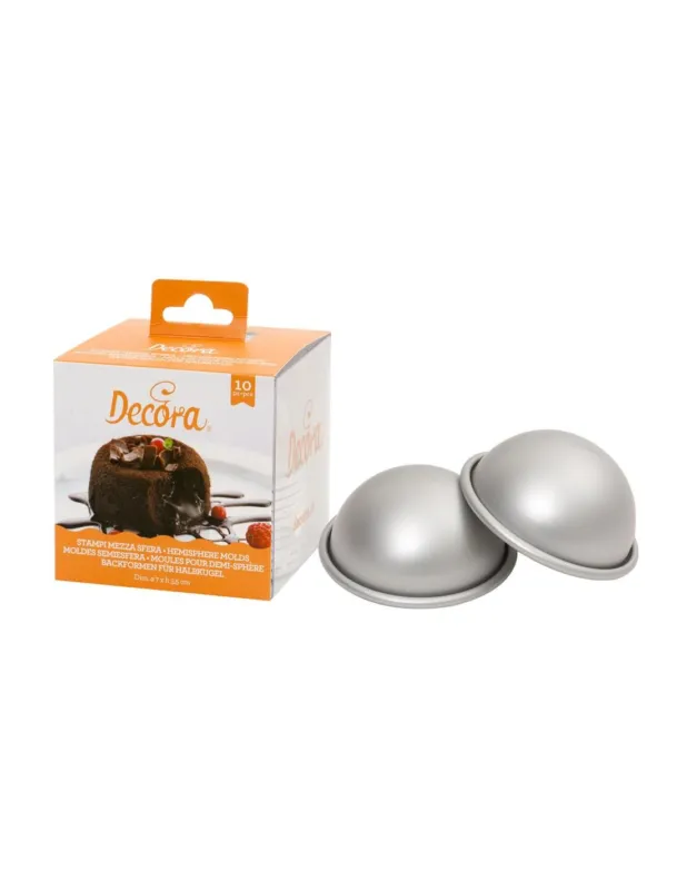 Prezzo Scontato Decora - Set 10 stampi mezza sfera in alluminio anodizzato Diam. 7 x h 3,5 cm