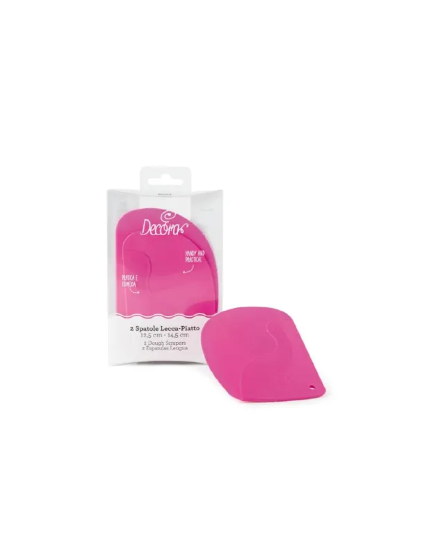 Decora - Set 2 Spatole Leccapiatto in Plastica Magenta 12,5 e 14,5 cm Saldi