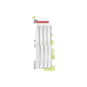 Kaimano - Coltelli da tavola con manico in plastica 12 pz bianco Nuovo Arrivo