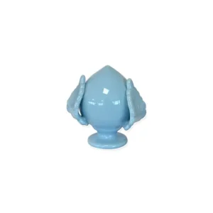 Prezzo Conveniente Pomo in Ceramica Portafortuna Celeste 12x12 cm