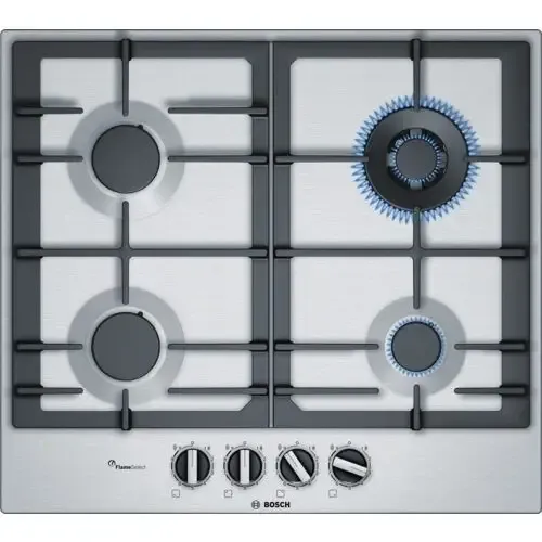 Bosch Serie 6 PCH6A5B90 piano cottura Nero, Acciaio inossidabile Da incasso Gas 4 Fornello(i) Bestseller