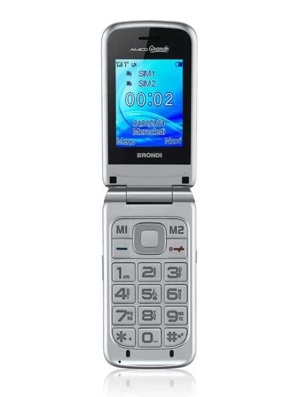 Saldi Brondi Amico Grande Silver 6,1 cm (2.4") 95 g Argento Telefono cellulare basico