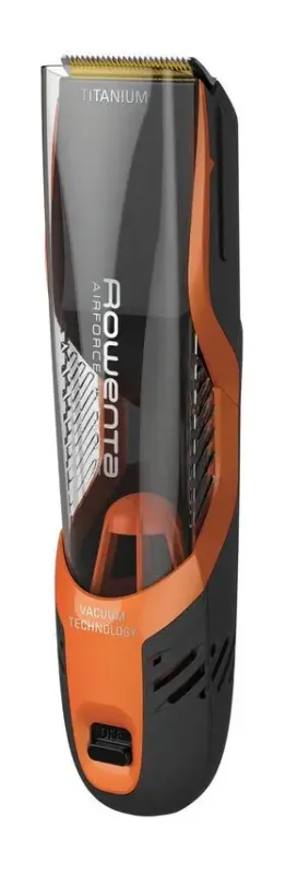 Rowenta TN9300 Airforce Ultimate, Tagliacapelli, Sistema di Aspirazione Integrato che Cattura il 99% dei capelli, 17 Lunghezze di Taglio, Tagliacapelli 3 in 1, Nero e Arancione Promozione