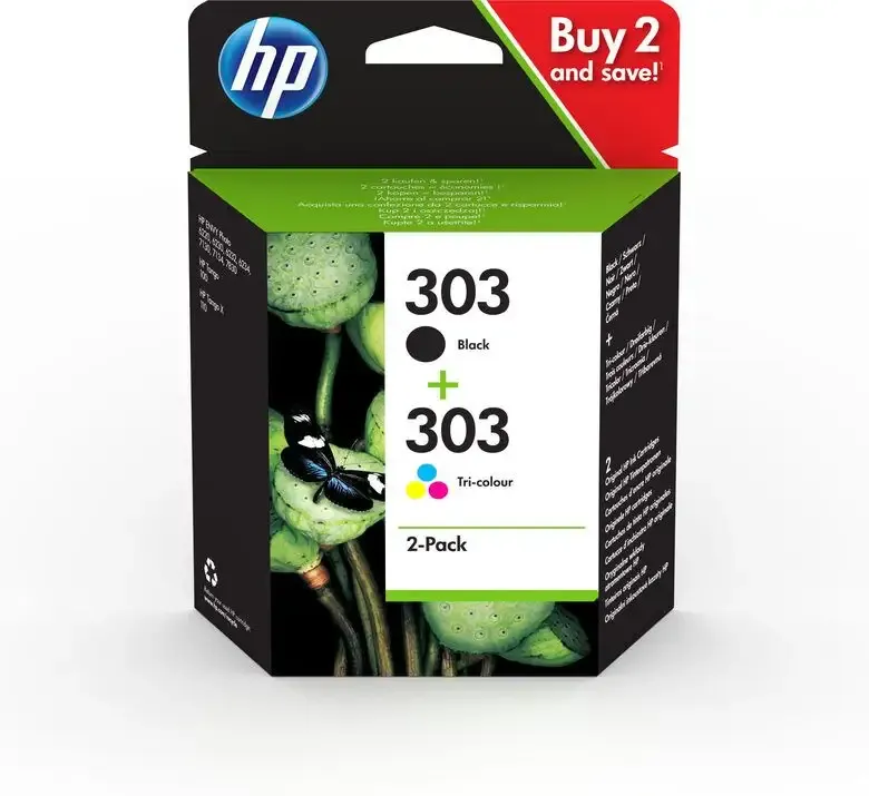 Promozione Esclusiva HP Confezione da 2 cartucce di inchiostro nero/in tricromia originali 303