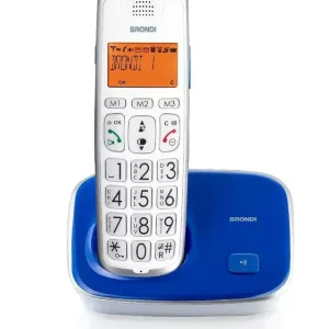 Non Perdere Brondi Bravo Gold 2 Telefono DECT Identificatore di chiamata Blu, Bianco