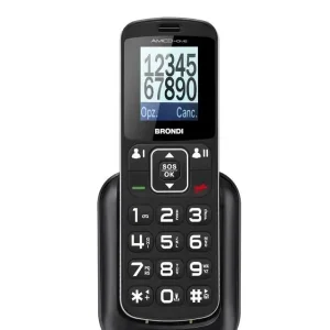 Spedito Oggi Brondi Amico Home 4,5 cm (1.77") 90 g Nero Telefono di livello base