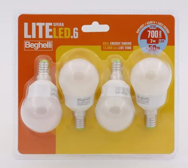 Spedizione Espresso Beghelli LiteLED.6 Lampadina a risparmio energetico 7 W E14 F