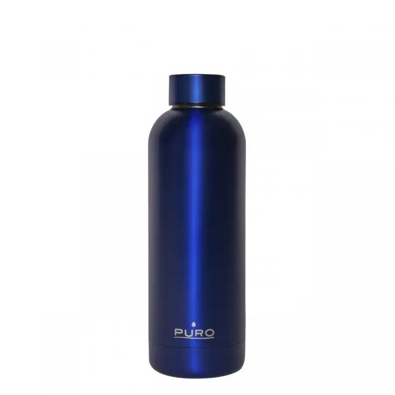 PURO Hot&Cold Glossy Bicicletta, Uso quotidiano, Fitness, Sport 500 ml Acciaio inossidabile Blu, Metallico Promozione Esclusiva