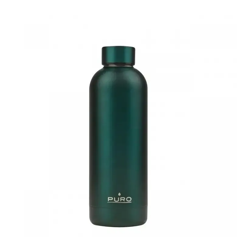 Offerta Lampo PURO WB500DW2GRN borraccia Bicicletta, Uso quotidiano, Fitness 500 ml Acciaio inossidabile Verde, Metallico