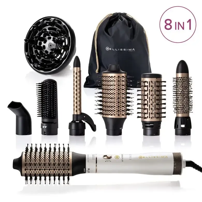 Compra Oggi Stesso Bellissima Imetec Air Wonder, Spazzola Ad Aria Calda, Tecnologia A Ioni, Spazzole Rivestite In Ceramica E Cheratina, Asciuga, Dona Volume, 8 Accessori, 1000 W