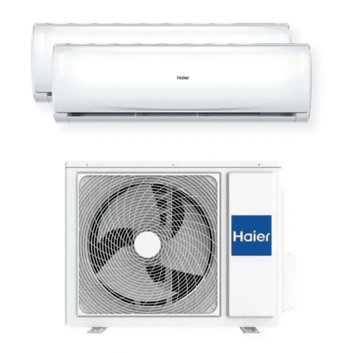 Haier Flair H2U14TAA Condizionatore Fisso Dual Split 9000 + 9000 Btu, 2 Unità Interne E 1 Esterna, Inverter Plus, Bianco Non Perdere