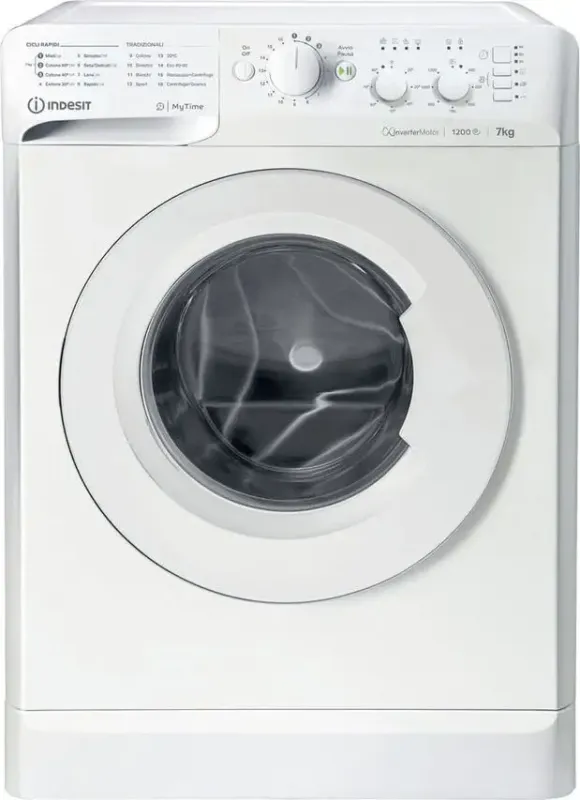 Indesit MTWC 71296 W IT Lavatrice A Libera Installazione 7 Kg, 1200 Giri, Motore Inverter, Blocco Tasti, Partenza Ritardata, Classe A, Bianco Sconto