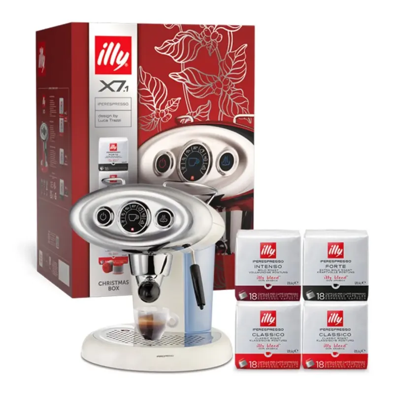 Illy X7.1 Xmas 60641 Macchina Caffè Iperespresso Lancia Vapore Box Promozione Esclusiva