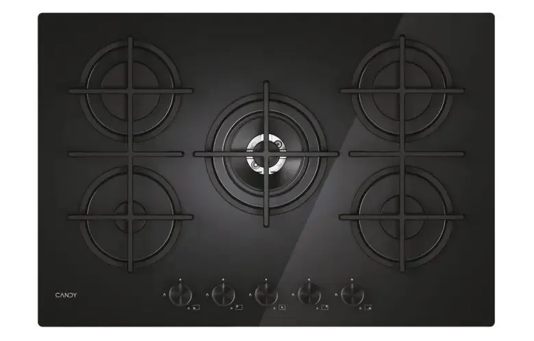 Vendita Finale Candy CVG74WTB Piano Cottura Nero Da incasso 75 cm Gas 5 Fornello(i)