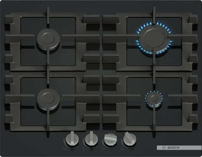 Reso Gratuito Bosch Serie 4 PNP6B6K40 , Piano cottura a gas, 60 cm, Vetro temperato, Nero
