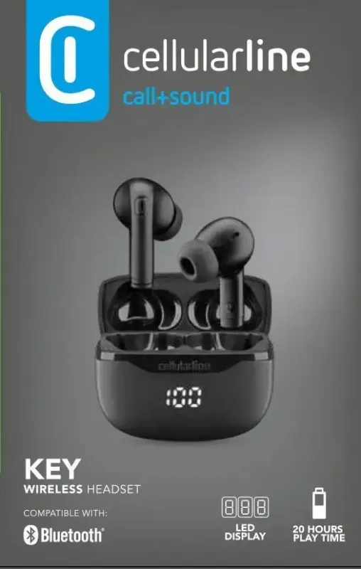 Vendita Finale Cellularline Key Auricolari TWS Bluetooth custodia di ricarica e display led