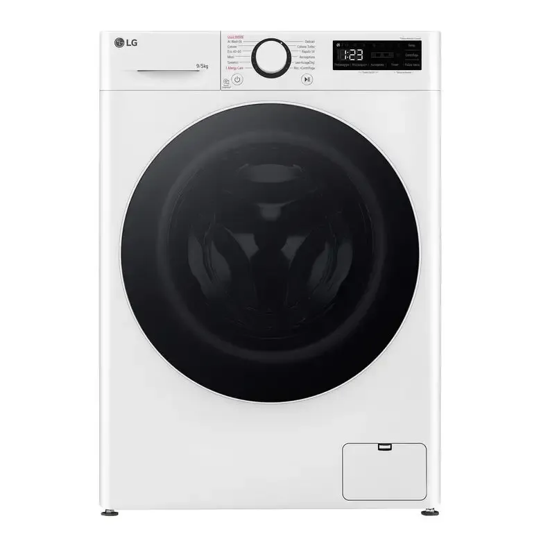 Consegna Rapida LG D2R5S09TSWW Serie R5 Lavasciuga Slim A Libera Installazione 9/5 Kg, 1200 Giri, AI Dd, AI Wash, TurboWash 360, Vapore, Allergy Care, Classe E, Bianco