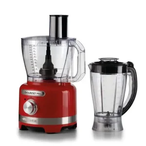 Ariete 1782 Gourmet Pro Moderna, Robot da cucina, Tritatutto 3L, Frullatore 2L, 2 velocità + Pulse, Set di lame + Disco in acciaio inox, Accessorio spremiagrumi, Rosso Saldi