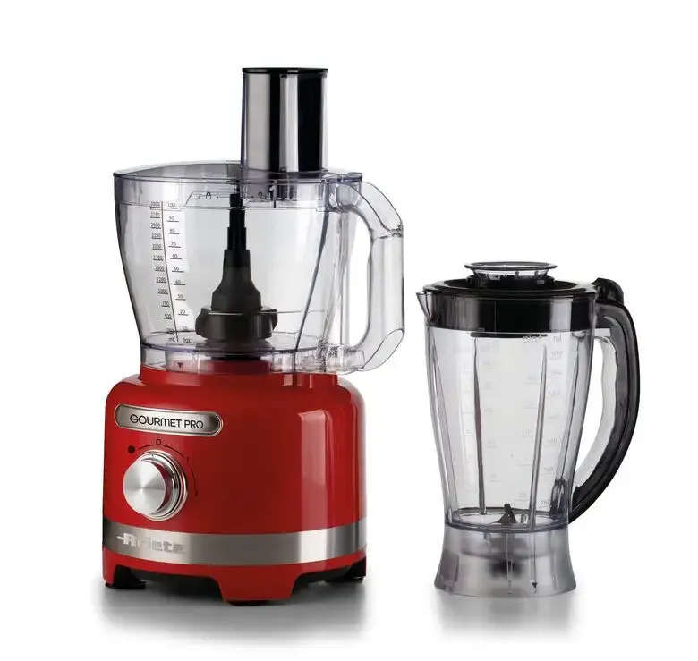 Ariete 1782 Gourmet Pro Moderna, Robot da cucina, Tritatutto 3L, Frullatore 2L, 2 velocità + Pulse, Set di lame + Disco in acciaio inox, Accessorio spremiagrumi, Rosso Saldi