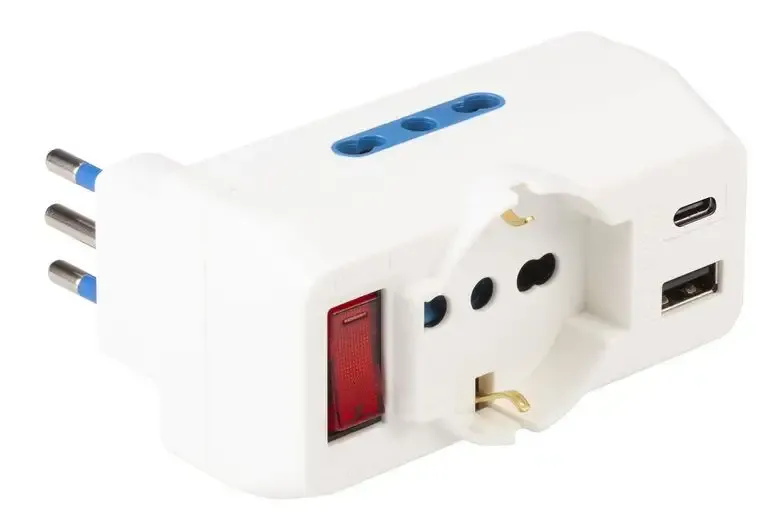 Promozione POLYPOOL PP2389 adattatore per presa di corrente Tipo L (IT) Bianco