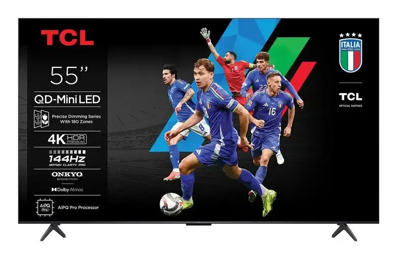 Scelto Dai Clienti TCL Serie C69K Smart TV QD-MiniLED 4K 55" 55C69K, 144Hz, audio Onkyo 2.1, Dolby Vision IQ & Atmos, Google TV