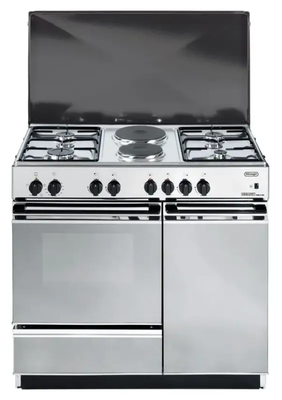 Reso Gratuito CUCINA 86X50 DE LONGHI SEX8542N EDM 4FUOCHI+2 FORNO ELETTRICO COPERCHIO INOX
